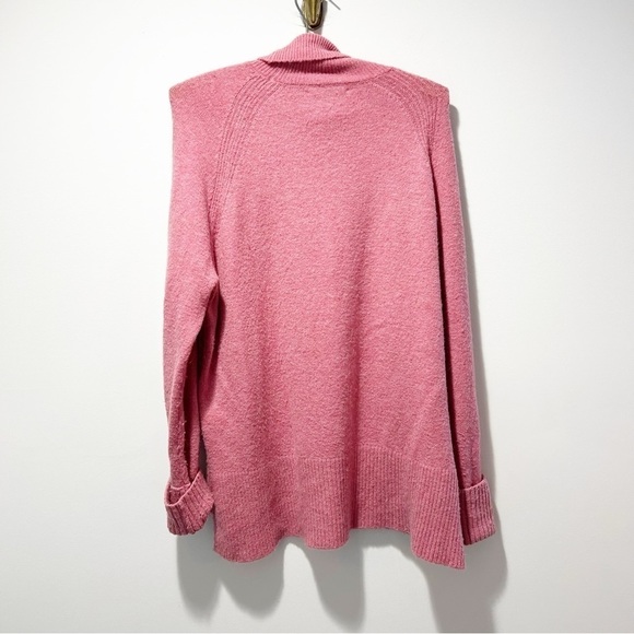 J. Crew Side Slit Supersoft Turtleneck Sweater Size Medium Pink Merino Wool - Picture 6 of 15